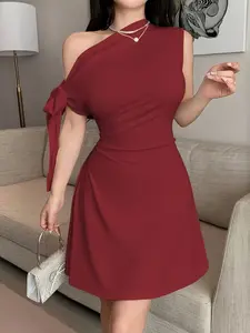 Spring Summer Elegant Asymmetric Dress for Women, Stylish Irregular Hem Design, Perfect for Casual & Formal Occasions, Womenswear