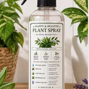 Happy & Healthy Plant Leaf Shine Spray, 8 oz – Dusts Indoor Plants for Enhanced Growth, Promotes Vibrant Foliage, Includes Glove (Home & Garden Supplies)