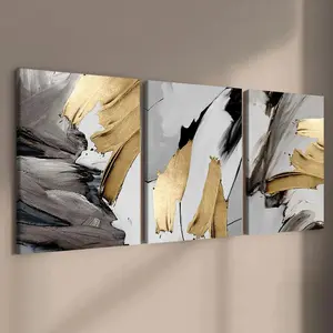 Abstract Pattern Wooden Framed Canvas Painting, 3 Counts/set Modern Art Wall Painting, Wall Art for Home Living Room Bedroom Office, Modern Home Decoration