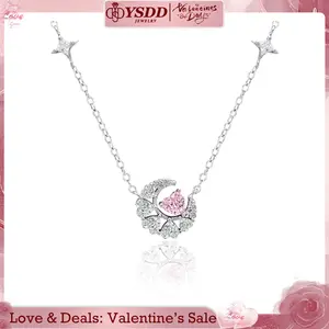 【#257 Sailor Moon】Sakura Pink vvs Synthetic Moissanite Heart Necklace in 925 Sterling Silver 1/2Carat Mother's Day gift with gift box for women Heart pendant for love