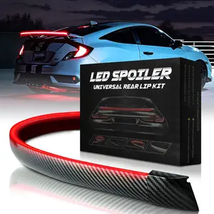 DIBMS Light up Car Spoiler, Universal Exterior Rear Roof Spoiler Tail Wing Splitter Carbon Fiber Accessories LED Strip Lights for Cars Driving Brake Turn Signal Running Warning Trim Lamp