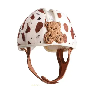 Summer Breathable Anti-Collision Head Protection Helmet, Lightweight Safety Guard Helmet, Soft Shockproof Head Guard for Daily Learning Movement Bonnet With Bunny Ears Bonnet