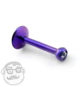 Blurple Titanium Labret - Clear CZ Gem