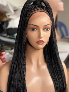 N&B 360 Full Lace Senegalese Twist Glueless Unit for Natural Look Easy Application Black Braided Hair Extension