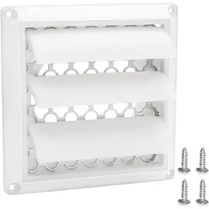 4 Inch Louvered Exhaust Dryer Vent Cover Outdoor Exhaust Cap for 4" Vent Duct Opening - with Aluminum Built-in Pest Guard Screen and Screws by Blutoget