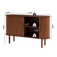 Walnut Oval Fluted Slide Door Cabinet