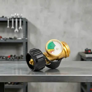 Brass Propane Tank Gauge QCC1 Type 1 Connection Fuel Level Indicator for 5 40 lb Tanks RV Camper Heater Fire Pit and Gas Grill