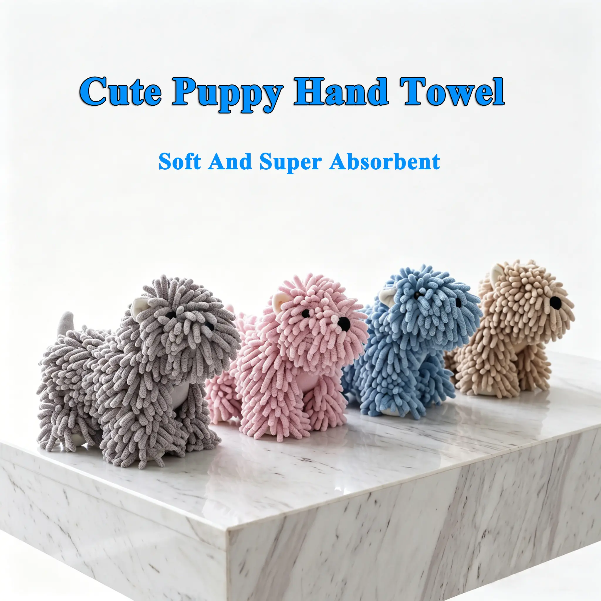 Adorable Puppy Hand Towels | Chenille Hand Towels | Super Absorbent Hanging Home Towels For Kitchen & Bathroom | Bathroom decorations | Dog Lovers