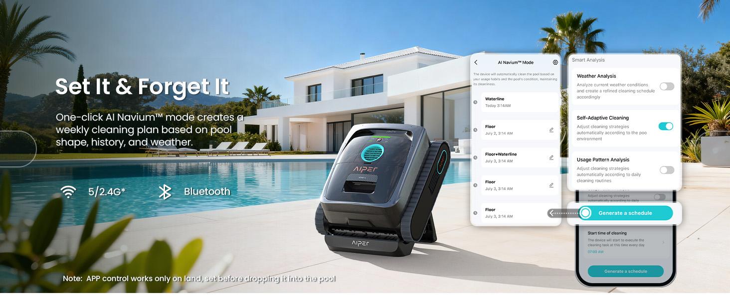 Aiper Scuba V3 Robotic Pool Cleaner, Wall & Waterline Cleaning, Cordless Pool Robot