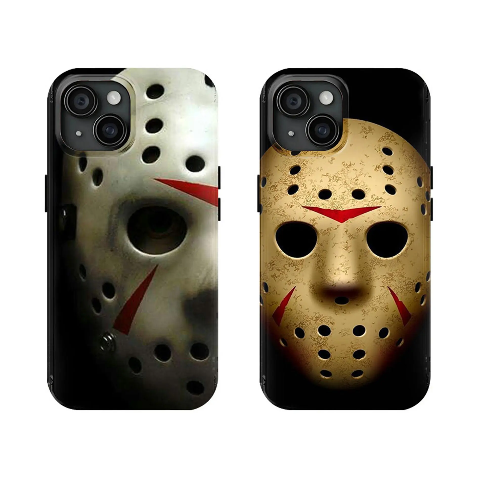 Horror Movies Friday the 13th Phone Case Jason Voorhees' Iconic Hockey Mask Design Glossy Phone Case For IPhone 17-11, Pro Max, Pro Plus, and Samsung S26-23 Safety Two-In-One Case