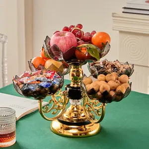 European Style High-grade Crystal Fruit Bowl Home Living Room Coffee Table Luxury Simple Plastic Cascading Fruit Baskets Fruit Plate Snack Dry Fruit Candy Tray Storage Basket