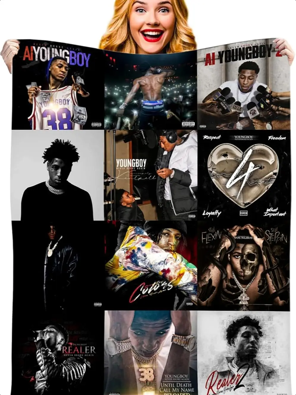 Youngboy Blanket Album Cover for Fans Warm Cozy Flannel Blankets Throw Merch for Home Decor Bed Sofa Living Room for All Season
