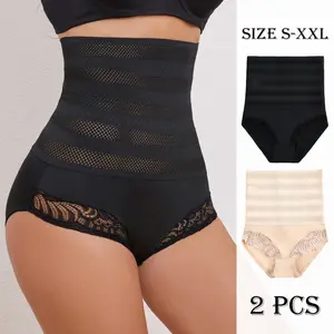 2pcs Seamless Lace Shaping Panties - Firm Tummy Control & Butt Lifter -Comfortable Womens Underwear Shapewear For Everyday Wear