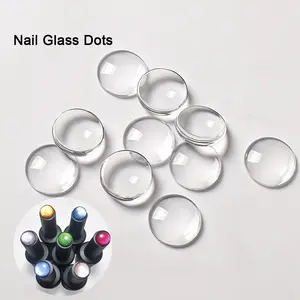 SOLWINK 50pcs Glass Nail Dots Highly Transparent Semi-circular Glass for Nail Polish Gel Coloring