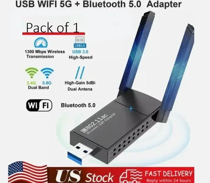 USB 3.0 WiFi Adapter 1300Mbps Dual Band Wireless Network Dongle, 2.4GHz 5GHz Long Range USB WiFi Receiver for PC Desktop Laptop