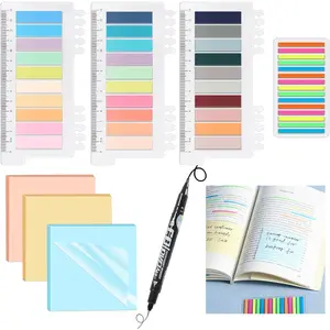 Book Annotation Kit 1050 count Book Tabs with Marker Pen Transparent Sticky Notes Sticky Tabs Book Markers Index Tabs for Aesthetic School Book Annotation Supplies Highlighter Tapes