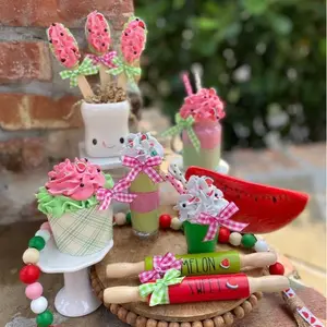 13PC Summertime Sweet Melon Watermelon Tier Tray Decor Set