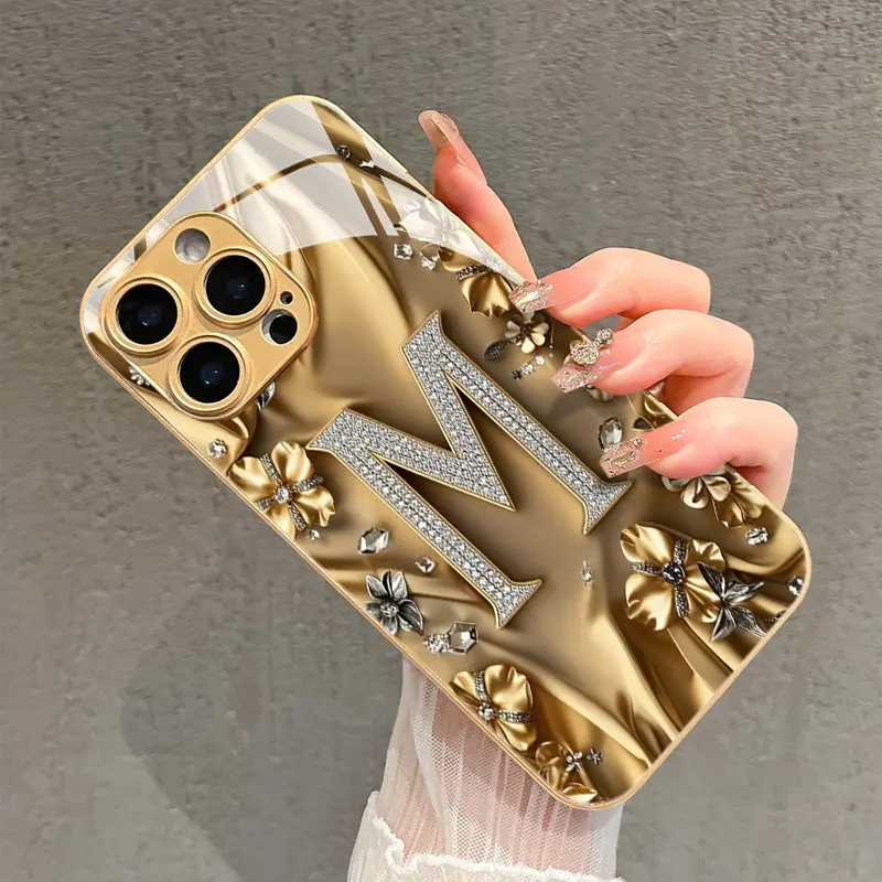 20+ Models Available, Light Luxury Crystal Letter M Pattern Glass Phone Case, For iPhone 17/17 Air/17 Pro/17 Pro Max/iPhone 16/16 Plus/16 Pro/16 Pro Max/15/15 Plus/15 Pro/15 Pro Max/14/14 Plus/14 Pro/14 Pro Max/13/13 Pro/13 Pro Max/12/12 Pro/12 Pro Max/17