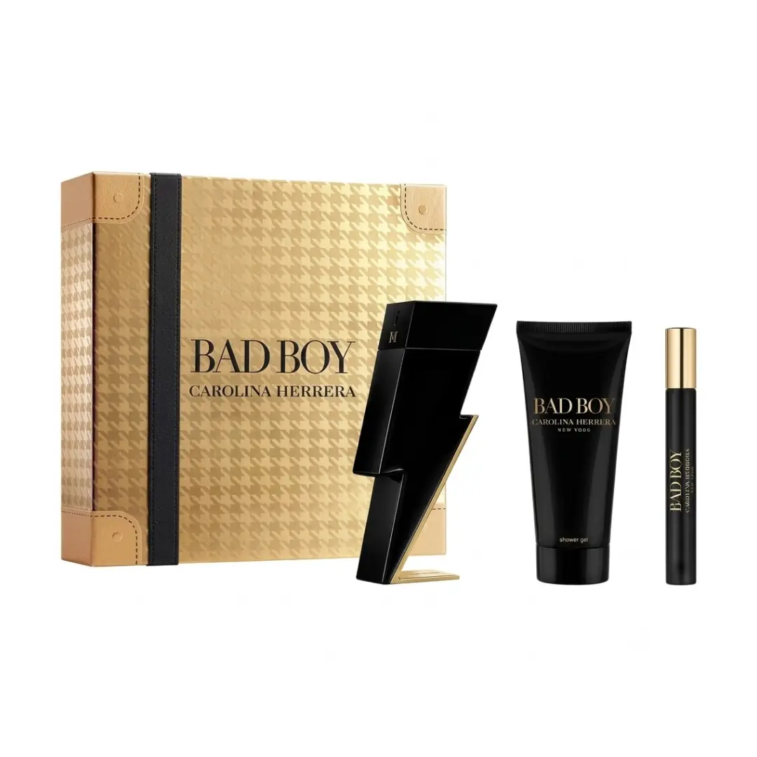 Carolina Herrera Bad Boy Elixir 3-Piece Gift Set For Men | 3.4 oz Eau de Parfum Elixir + 10ml Travel Spray + Shower Gel | Men's Fragrance Gift Set