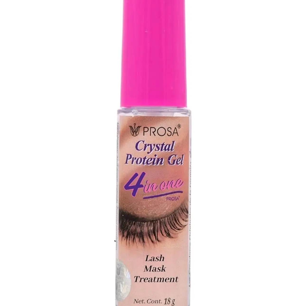Prosa 4 en 1 Tratamiento para Pestañas de Gel Cristal 18 gr Mascara Makeup Cosmetic, Clear Eyelash Gel, Transparent Lash Primer, Length and Volume Look, Easy Brush Application, 18 g