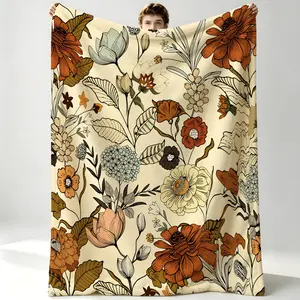 1Pcs Vintage Floral Print Home Decor Blanket, Multiple Styles, Soft, Warm, Breathable and Skin-Friendly, Flannel Throw Blanket for Sofa and Bed, Suitable for All People, Ideal Gift Choice