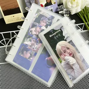 Transparent loose-leaf binder album with mushroom snap fasteners, suitable as a mini photocard album, and a keepsake album for wedding photos, various anniversary photos and commemorative pictures. It comes with 10 double-sided inner pages.