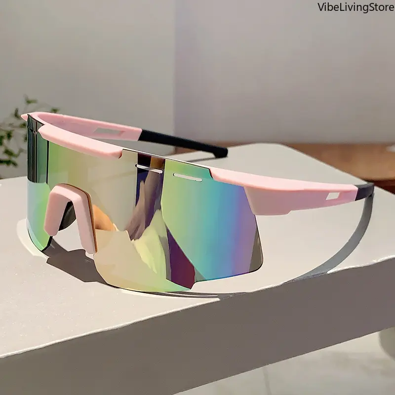 Oversize Monoblock Shield Sunglasses for Men, Protective Safety Glasses with a Tinted Lens and UV Sun Protection for Outdoor Cycling, No, Tinted Lenses, Monoblock Tinted Lenses