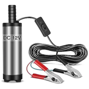 SUNMORN 12V Fuel Transfer Pump, Mini Portable Stainless Steel On/Off Switch Oil Diesel Fuel Transfer Water Pump 12V 40mm