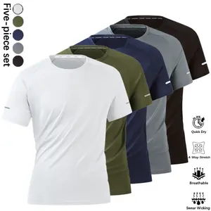 Men's Sports Short Sleeve T-Shirt Running Fitness Outdoor Training Quick Dry 4-Way Stretch Breathable