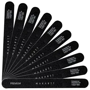 Nail File - 100/180 Grit Emery Boards for Nails, Professional Nail Files, 10pcs Double Sides Black Coarse Fingernail Filer for Acrylic and Extension Gel Removal Manicure Kit Salon Home Use