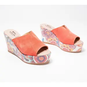 Spring Step Suede Floral Wedge Sandals - Laylani