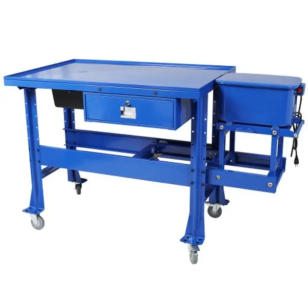 Premium Tear Down Table and 3.5Gallon Part Washer,Mobile Parts Washer,Cabinet parts washer with 110v pump,With Drawer And Drain Tray ,Blue Color