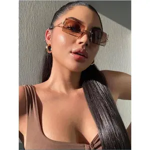 Rimless Sunglasses Women Fashion Trendy Square Frameless Shades Luxury Style New