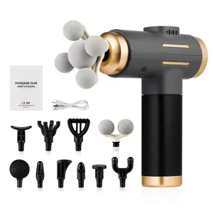 Multifunctional Massager with 11 Replacement Heads for Muscle Relief & Therapy, Essential Fitness Tools, Ideal for Home/Gym Use