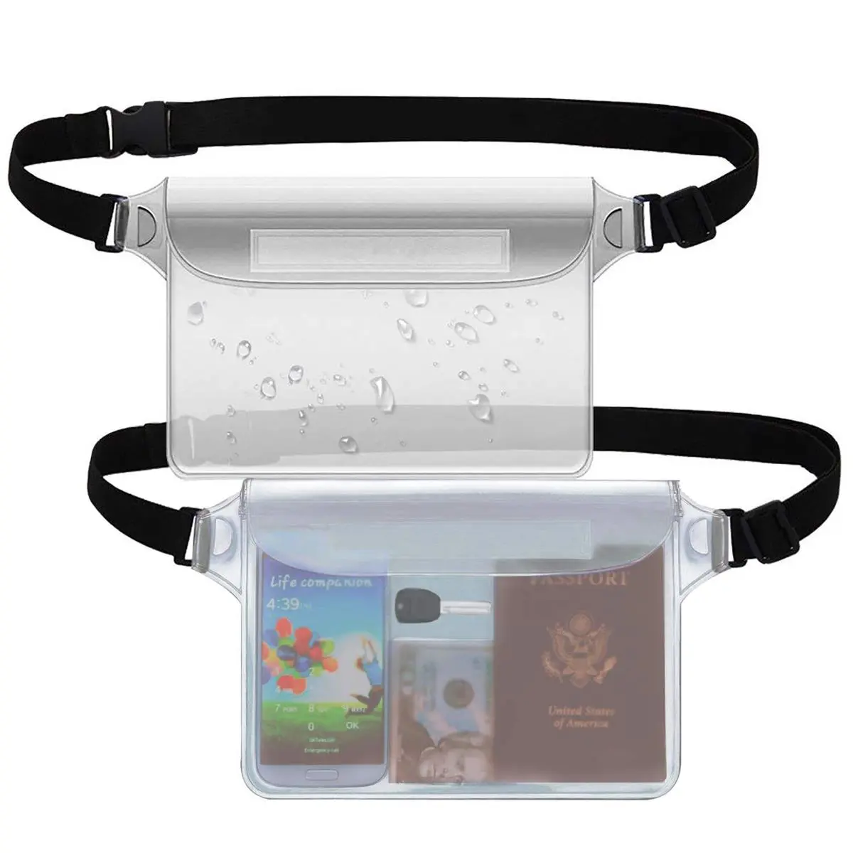Waterproof Bag Set of Two, Waterproof Waist Pack with Adjustable Belt, Lightweight Design, Ideal for Outdoor Beach Pool Swimming Kayaking Fishing Hiking, Dry Bags Waterproof