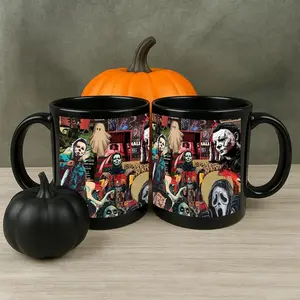 [Sale Up To 50%] Retro Halloween Movies Mug, Horror Movie Halloween Coffee Mug, Spooky Gift for Fan, Horror Character Aesthetic Mug, Vintage Halloween Cup, Ceramic Mug, 11oz & 15oz