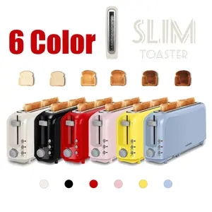 2 Slice Slim Toaster Single 10" Long Slot Toaster Fits Bagels & Artisan Bread 6 Shade Settings Cancel/Reheat/Defrost Removable Crumb Tray Auto Shut-Off Toastie Machine Toastie Maker