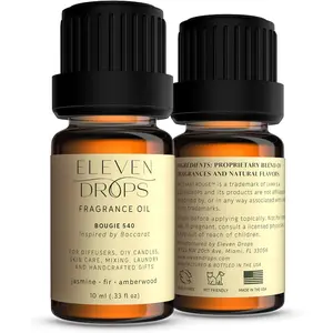Bougie 540 Diffuser Oil – Premium Fragrance Oil with Radiant Amber & Jasmine Notes – Elegant Aroma for Cold Air Diffusers, Home, Office, Candle Making, Pet Friendly, 10ml Glass Bottle
