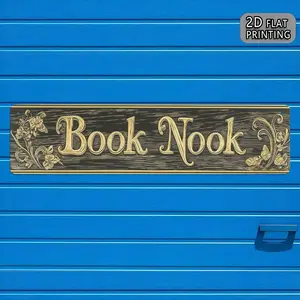 1PC 2D Flat, Vintage Rustic Farmhouse Design "BOOK NOOK" Metal Sign, Iron Wall Plaque, 39.88x9.91 cm, Pre-Drilled for Easy Hanging - Perfect for Home Decor, Home Office Decor, Kitchen, Farmhouse, Home Decoration, Unique Gift