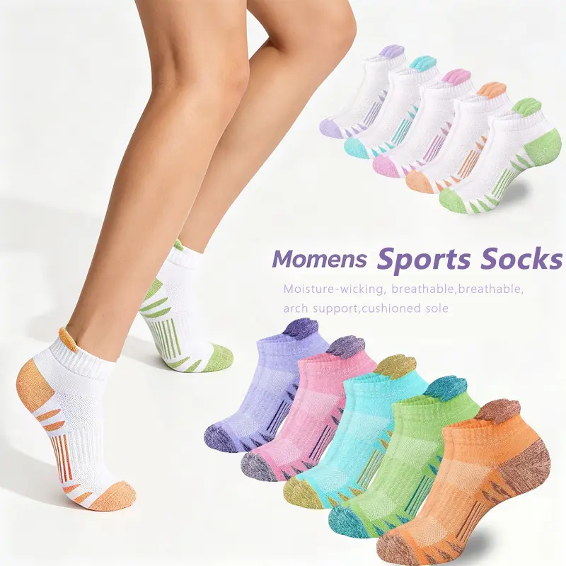 Women's 15/20 Pairs French Terry Short Socks - Lightweight, Sweat-Absorbent, Breathable, Shock-Absorbent, Cushioned, Anti-Slip, Ear-Protecting, Basic Lady Activewear Sportswear for Athletic Daily Life & Outdoor Activities
