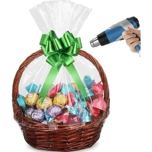 Shrink Wrap Bags for  Baskets,10Pcs 20x24 Inches Chear PVC Heat Shrink Bags Cellophane Wrap for Packaging Large Bags for Easter, Holiday, Birthday, and Any Occasion
