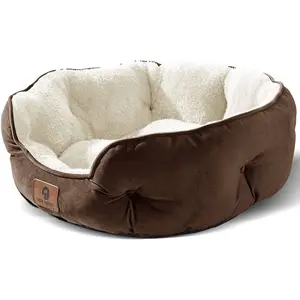 Asvin Small Dog Bed for Small Dogs, Cat Beds for Indoor Cats, Pet Bed for Puppy and Kitty, Extra Soft & Machine Washable with Anti-Slip & Water-Resistant Oxford Bottom, Brown, 20 Inches Asvin