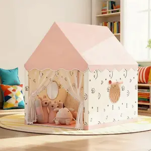 Princess Fairy Tale Castle, Kids' Fun Play Tent, Beige/Pink Options, Pretend Play, Secret Base & Sleep Tent, Portable Outdoor Playhouse, Outdoor Play Equipment, Party Decoration & Holiday Gift, No Accessories/Lights Included