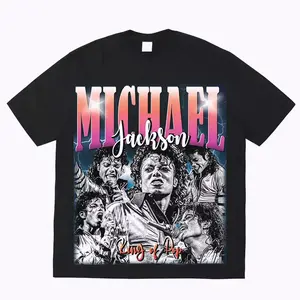 Retro 90's Michael Jackson Vintage Shirt Cotton Fabric Crew Neck Short Sleeve Vintage Streetwear Trendy Top For Men For Women