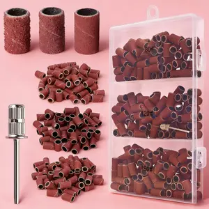 Brown Large Nail Sanding Bands  210pcs/Box Coarse+Medium+Fine Grit for Electric Nail Drill Manicure Pedicure