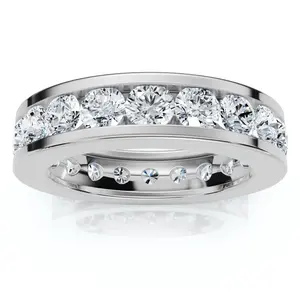 2 CT Channel Set  Round Diamond Eternity Ring 14K White Gold