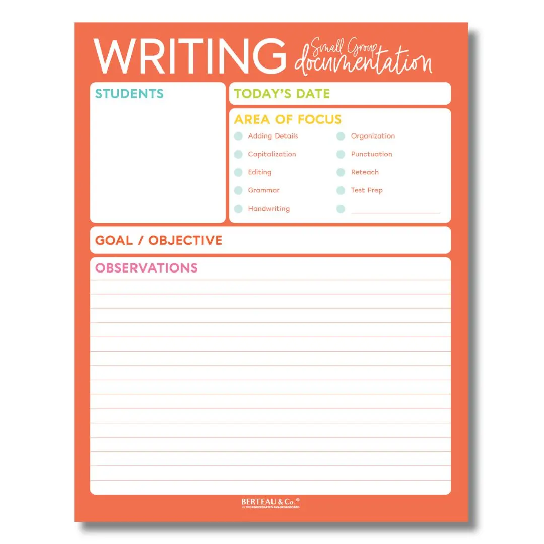 Writing Small Group Documentation Notepad