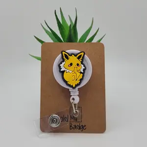 HoldMyBadge Jolteon Pokemon Badge Reel - Anime, Low Profile Design, Unique Accessory for Conventions, Healthcare, and Office Workers Retractable Badge
