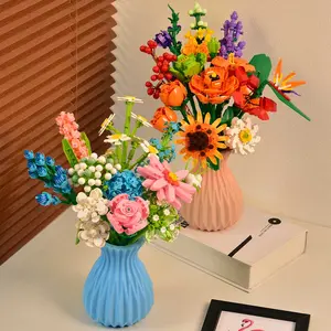Eternal Flower Bouquet Set, Romantic Building Block Kit, Artificial Roses Bouquet, Perfect Gift for Kids & Adults, Creative Craft Project