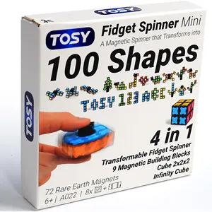 TOSY Magnet Fidget Spinner Mini - Easter Basket Stuffers Essentials for Kids/Teens/Adults, 3In1 Toy: Transformable Fidget Spinner with 72 Magnets, Infinity Cube, 2X2 Puzzle Cube, Stress Relief ROBOFI LLC